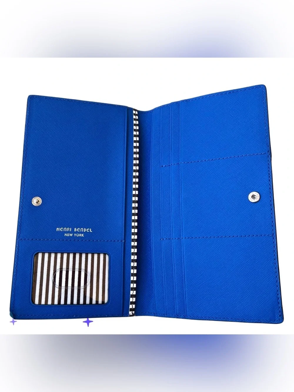 Henri Bendel New York Blue Saffiano Leather Continental Wallet